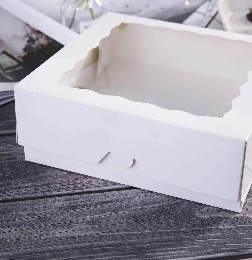 9 Inch White Bakery Pie Boxes with Window Disposable Cookie Boxes 25 Pack