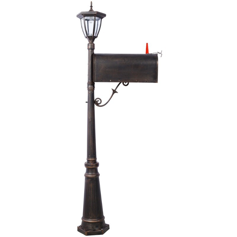 Mailbox Post Light Combination Kit Post with Mailbox Fluted Base Decorative