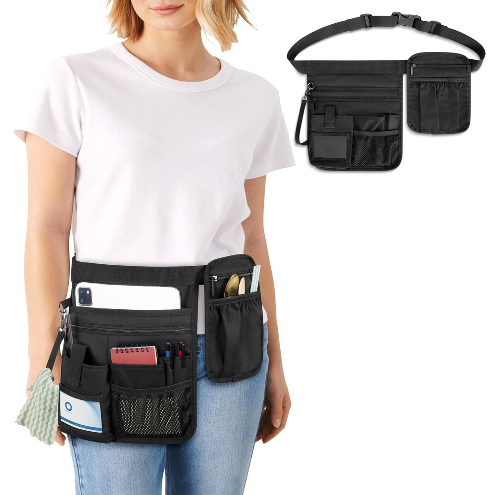 Waitress Server Apron with Extra Removable Pouch, Server Waist Pouch with Adj...