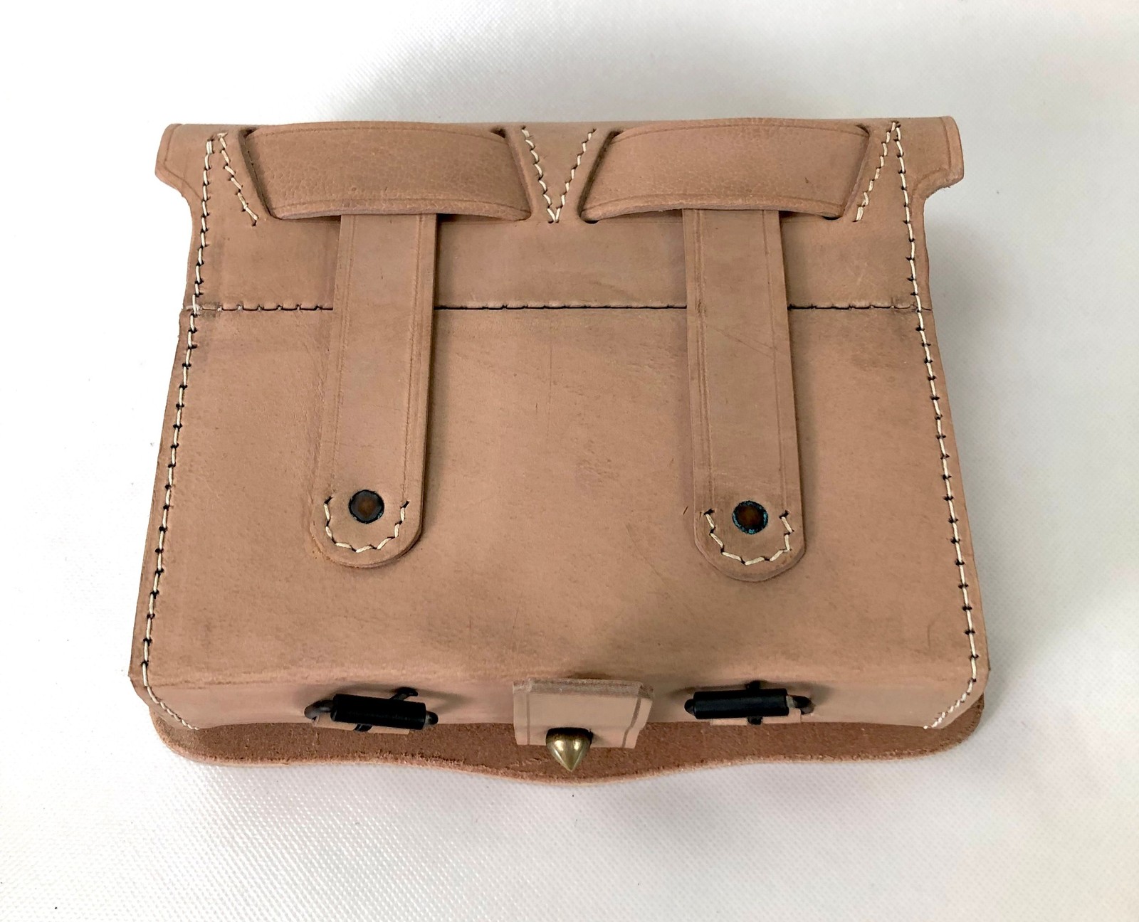 Natural Leather Civil War Cartridge Box with Tins