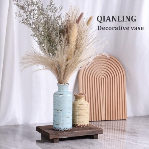 Ceramic Vase Set - 3 Small Flower Vases Home Decor, Modern Rustic Multicolored