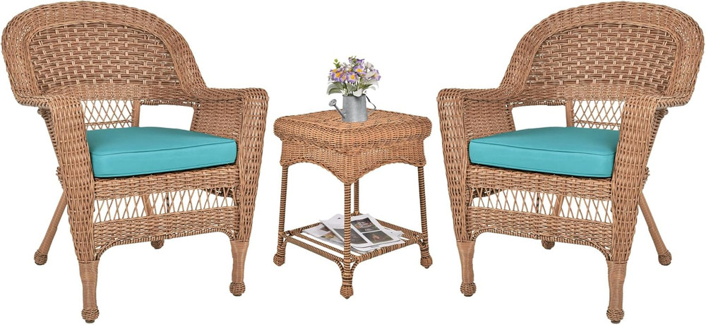 Outdoor Honey Wicker End Table