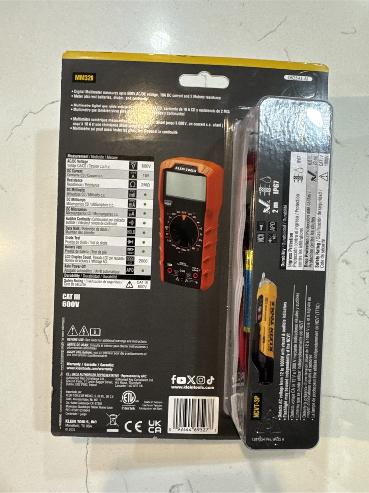 Klein Tools MM320 Electrical Test Kit, Multimeter NCVT-3P - New