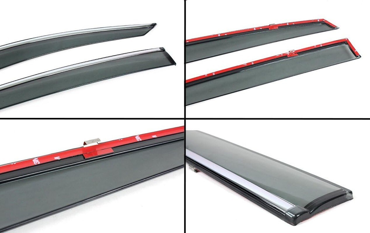 Window Visor Rain Guard Deflector For 2018-2022 Honda Accord Clip-on Chrome Trim