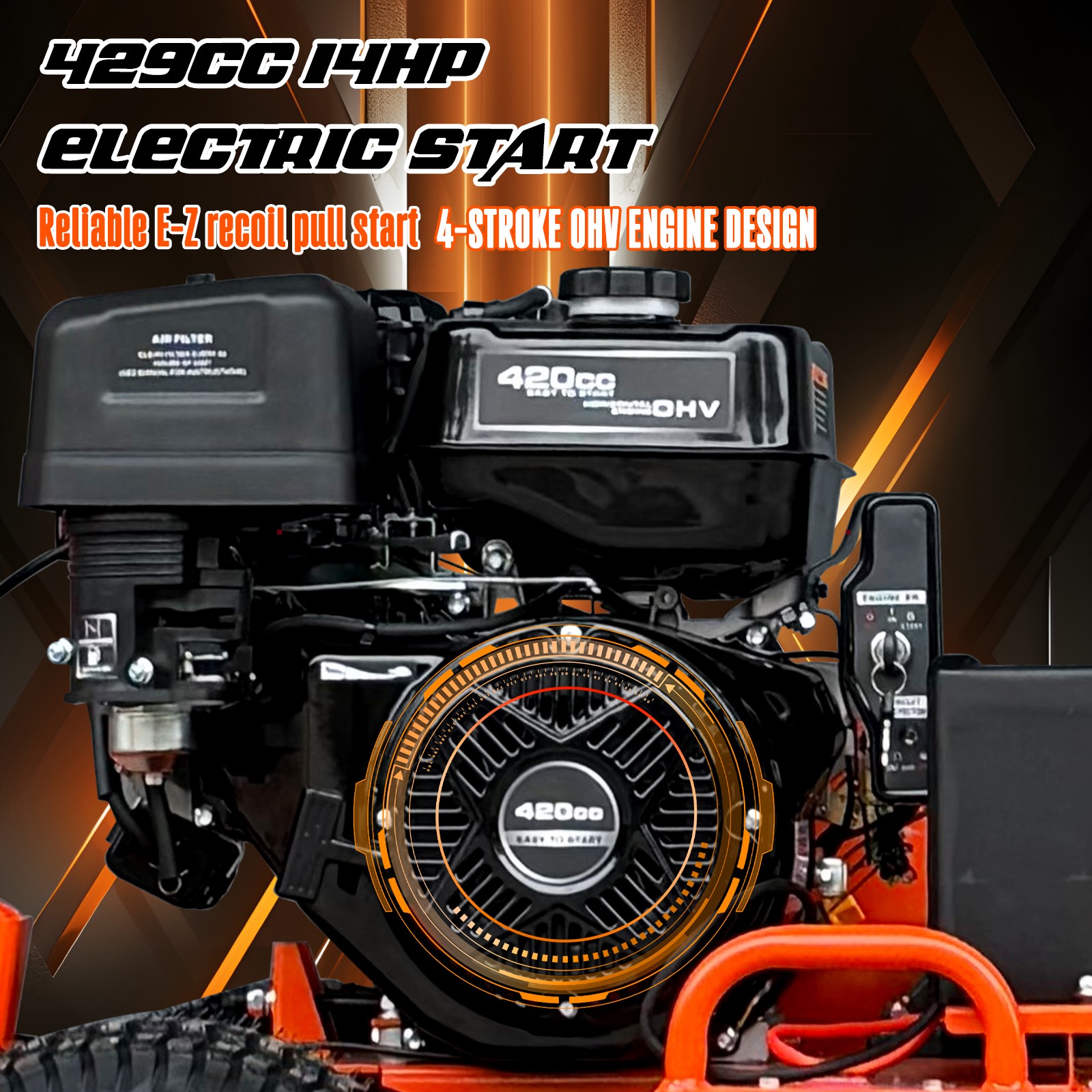 15HP E-Start Gas Powered Trencher, 420cc 24'' Trench Depth/4'' Trench Width