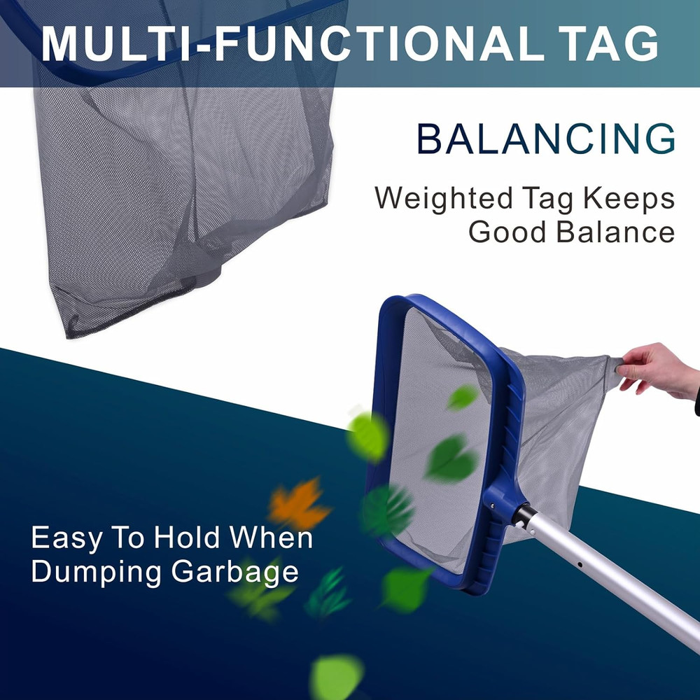Pool Skimmer Net, Larger Capacity Pool Net Skimmer with Durable Deep Net, Stu...
