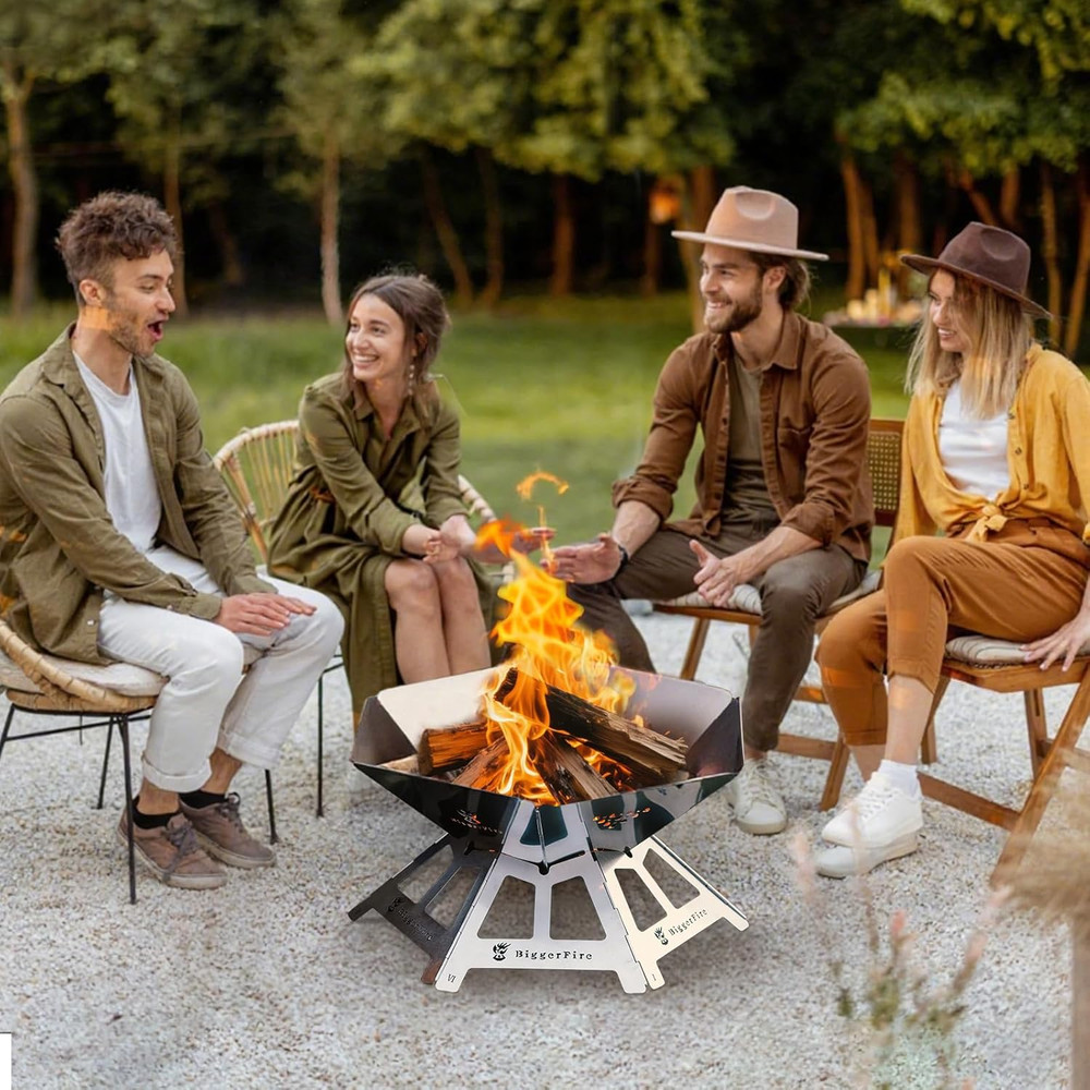 Portable Large Foldable Fire Pit & Grill with Storage Bag for Outdoor Fun