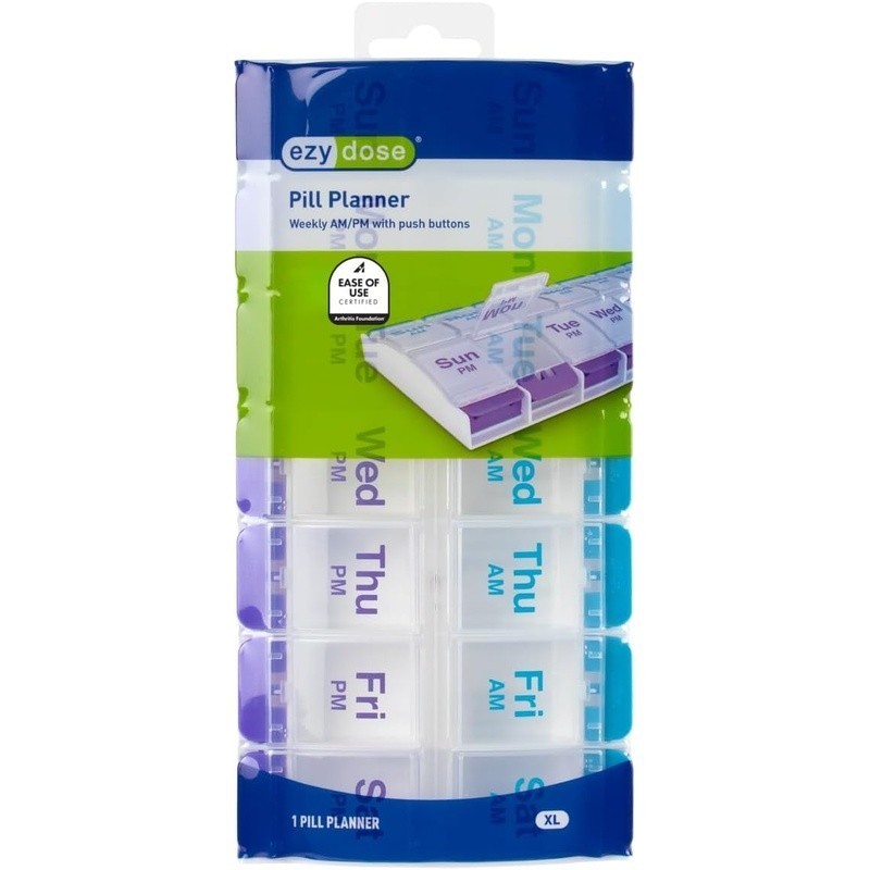Easy Open Pill Organizer Arthritis Friendly Durable Storage Medication Planner