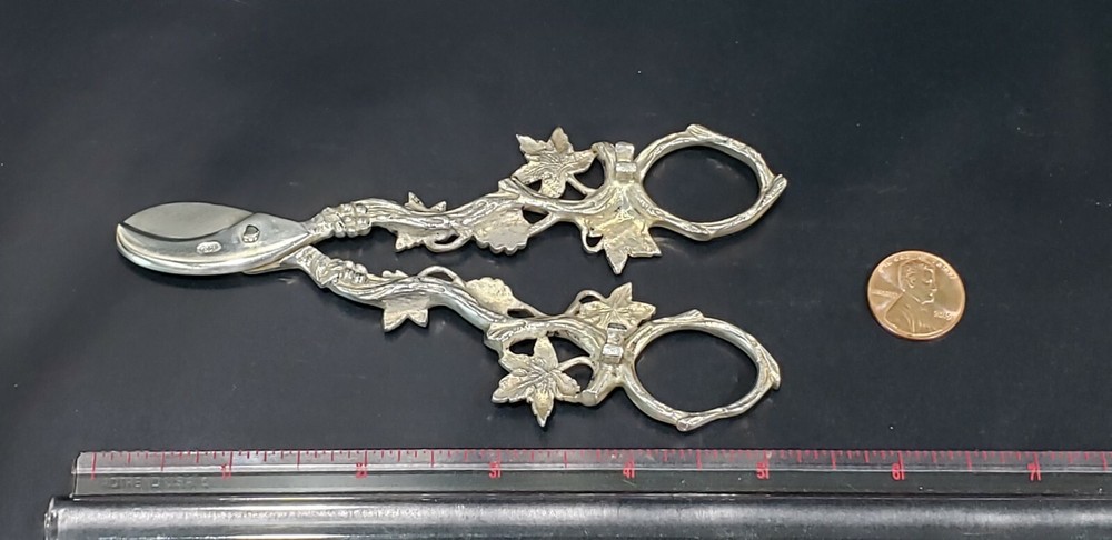 Antique 830 Silver Grape Shears Scissors, 73.4 Gram