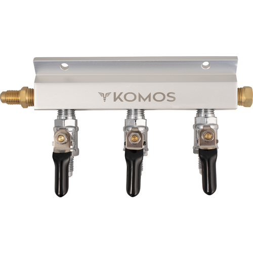 KOMOS® Gas Manifold | Aluminum | 1/4 in. Flare | 3 Way