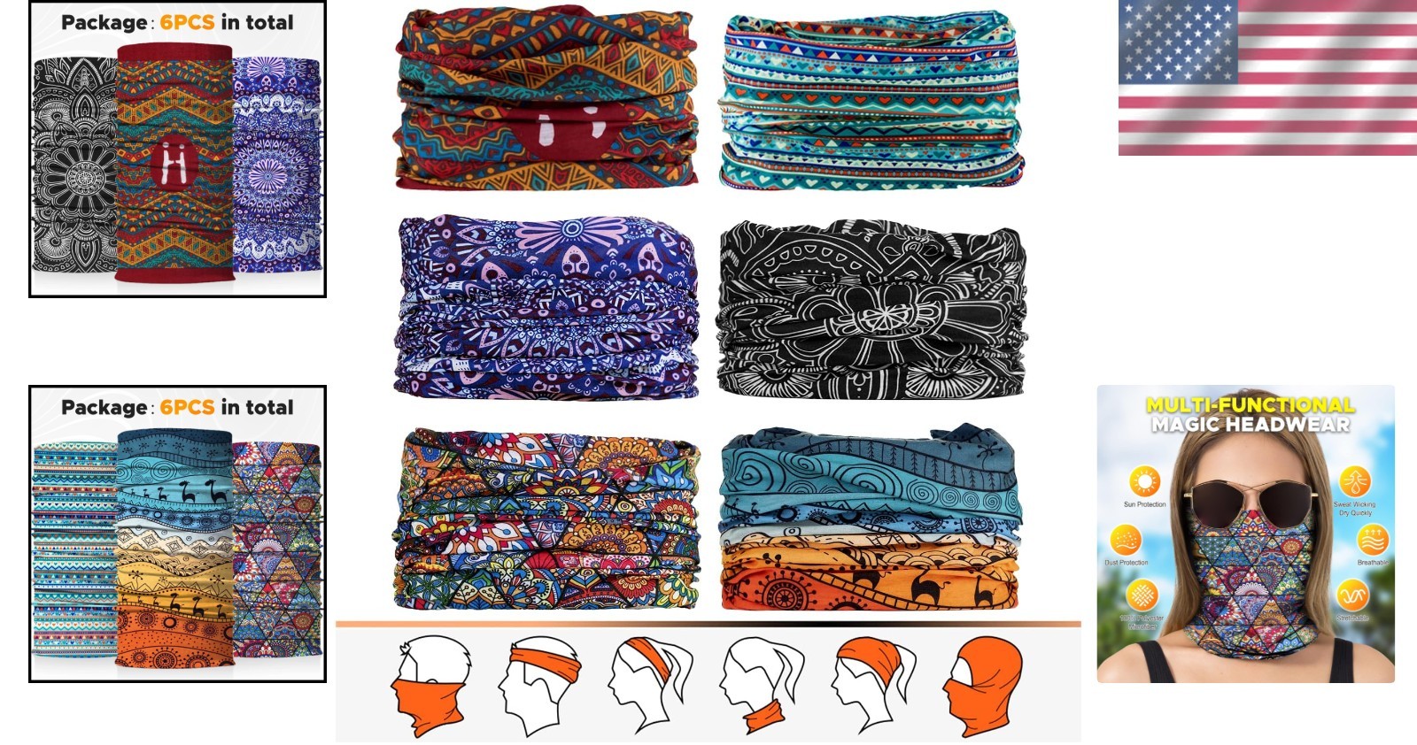 Fashionable Microfiber Neck Gaiter Set – Multi-Way Headwear for All Occasions