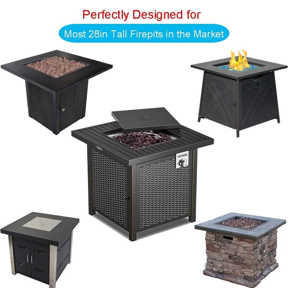 Fire Pit Cover, 28 inch Firepit Covers Square Gas Fireplace Fire Pit Table Co...