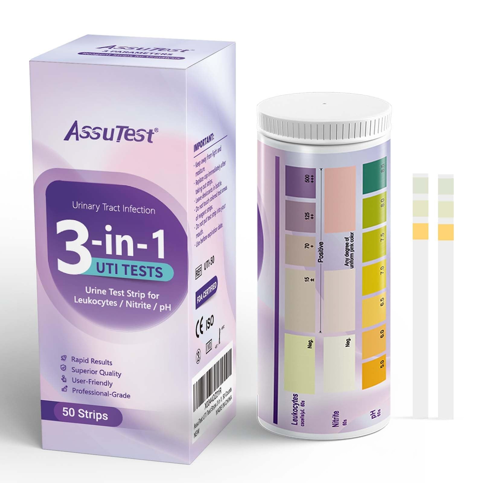 UTI Test Strips - 3-in-1 Advanced Urinary Tract Infection Home for Women Men ...