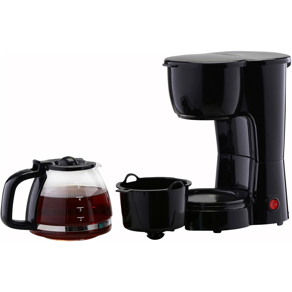 Mainstays 5-Cup Black Drip Coffee Maker with Removable Filter, Auto Keep Warm