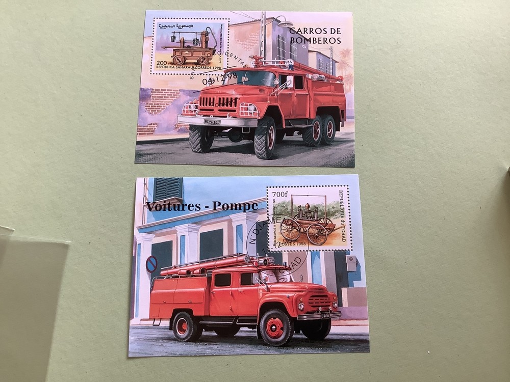 Fire Fighting Automobile Vehicles  2 stamp sheets R49663