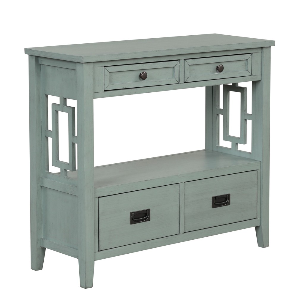 36'' Console Table Entry Sofa Table with 4 Drawers 1 Storage Shelf for Entryway