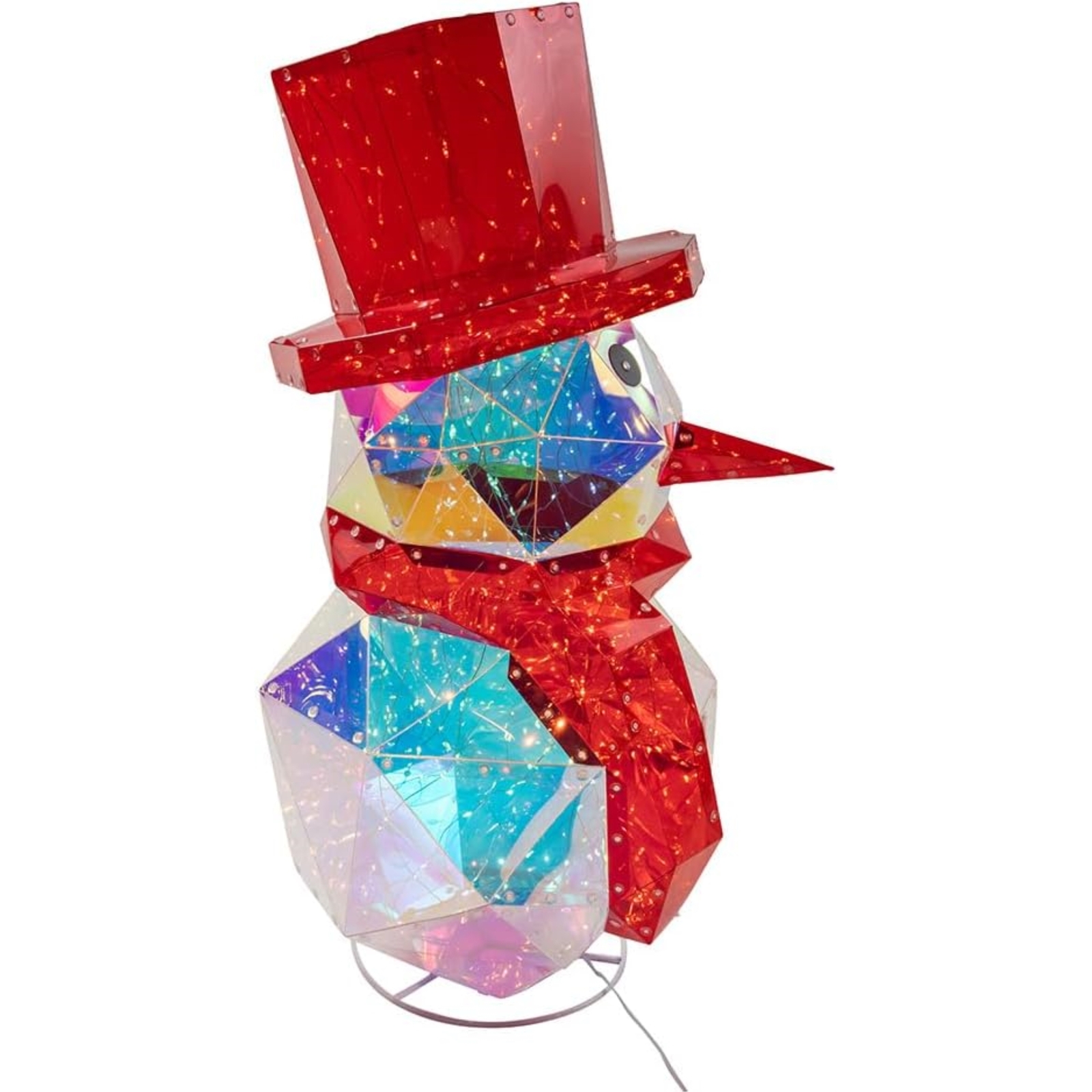 Kurt Adler Iridescent Lit Snowman Indoor or Outdoor Christmas Decoration, 24in