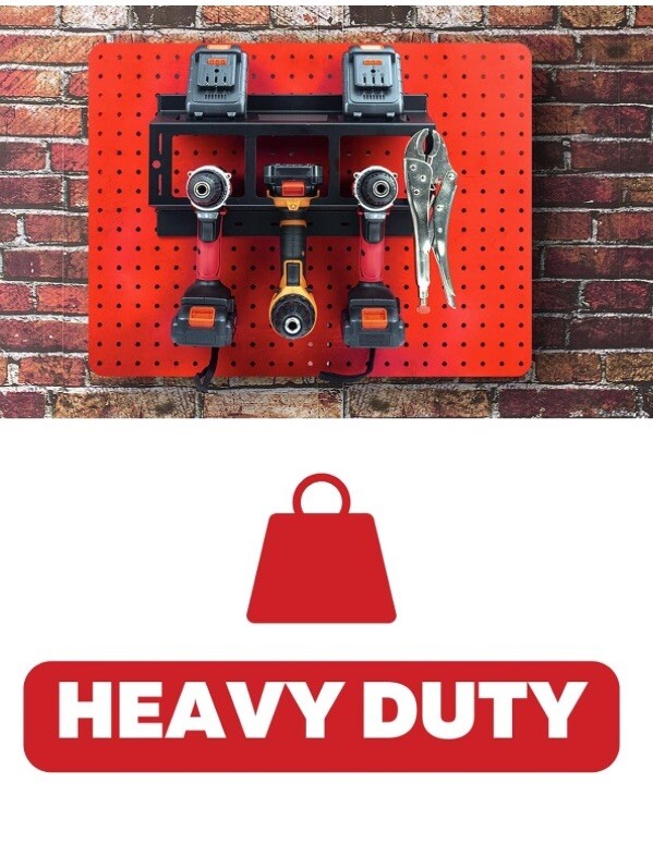 MADD TOOLS Storage Rack Organization Drill Holder for Pegboard Wall Holds 40 Lbs