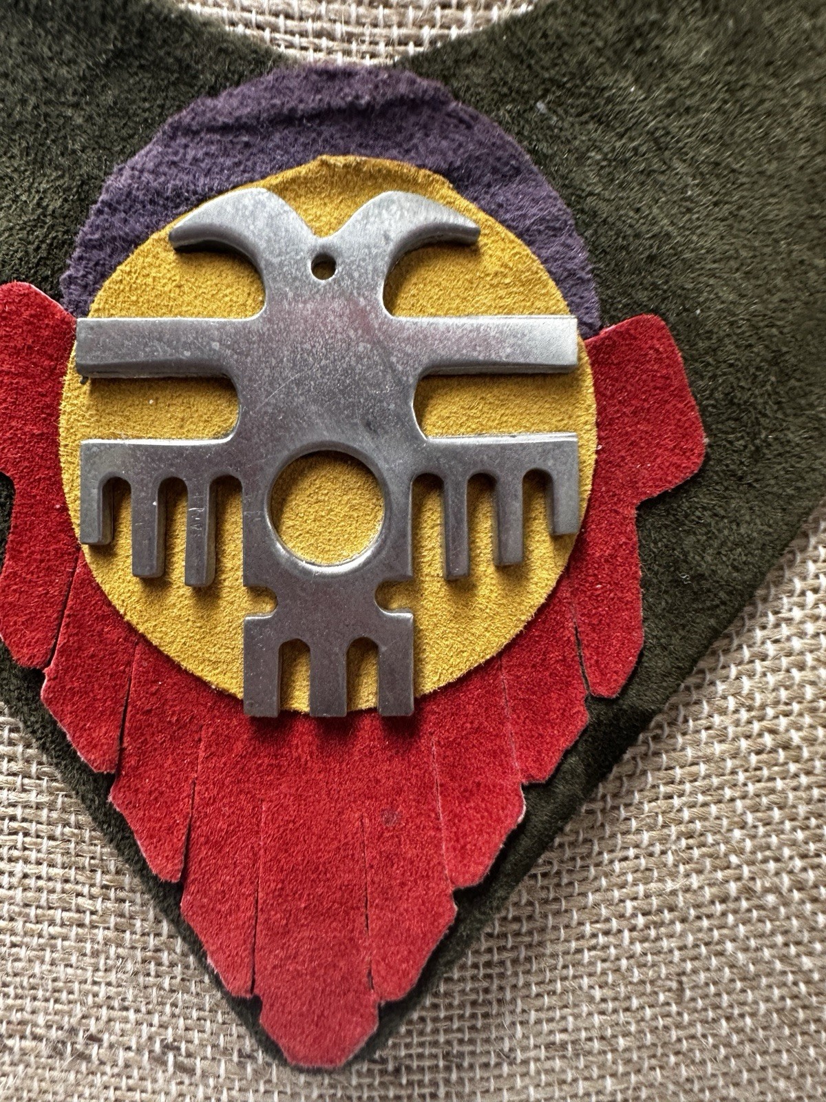 Vintage Necklace Southwest Collar Bib Unisex Suede Leather