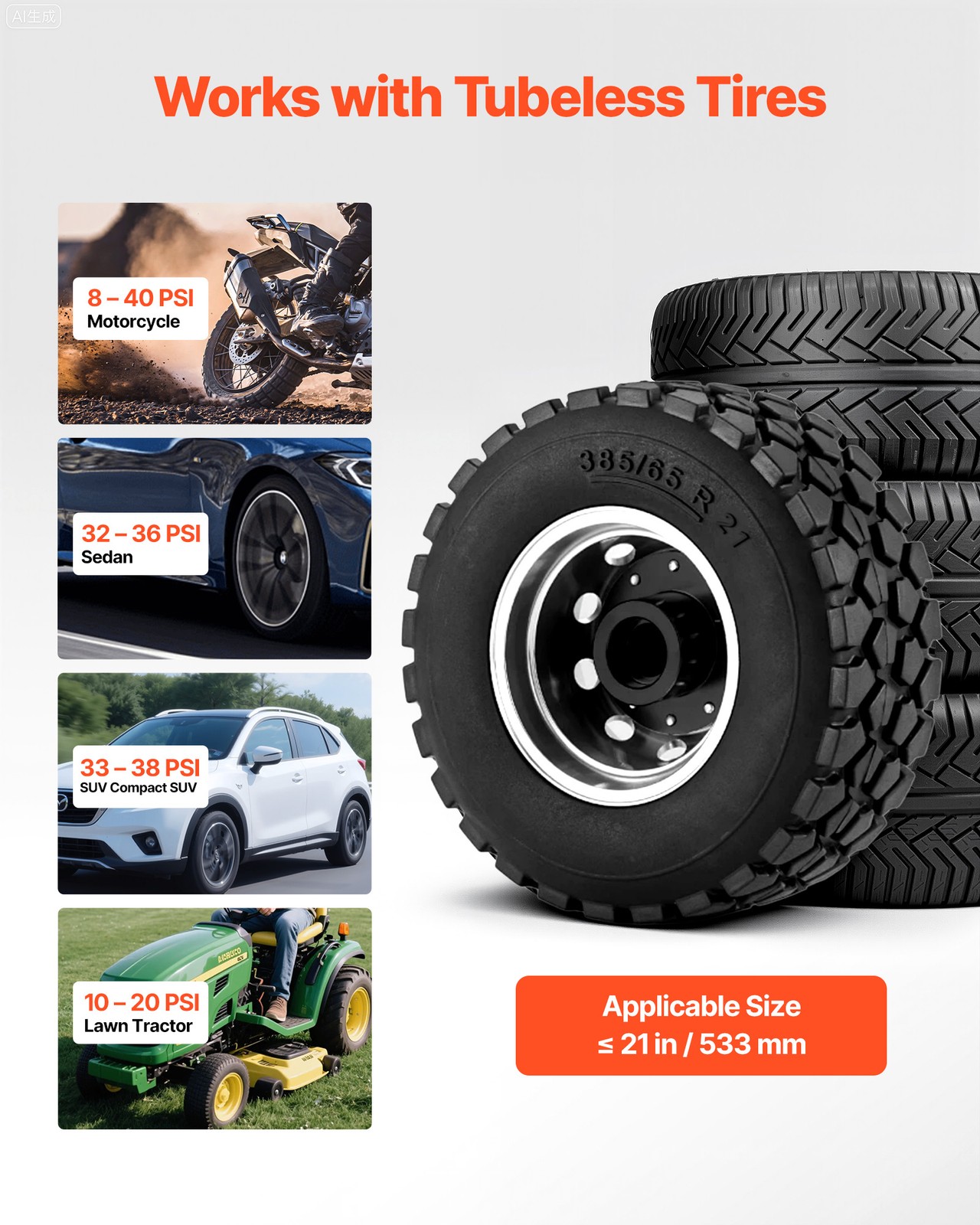 VEVOR Portable Tire Bead Seater 2.1 Gal / 8 L Handheld Air Bead Blaster Tool