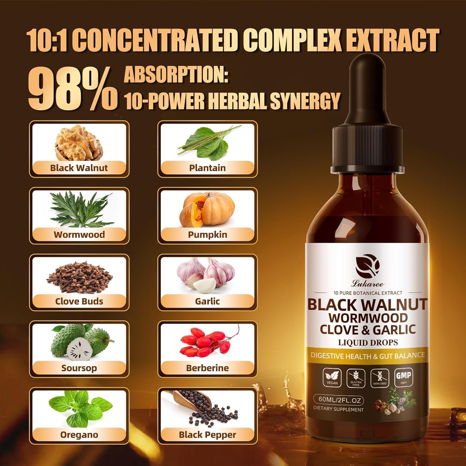 Parasite Cleanse Tincture/Extract-Wormwood,Black Walnut Hull, Clove,Best Quality