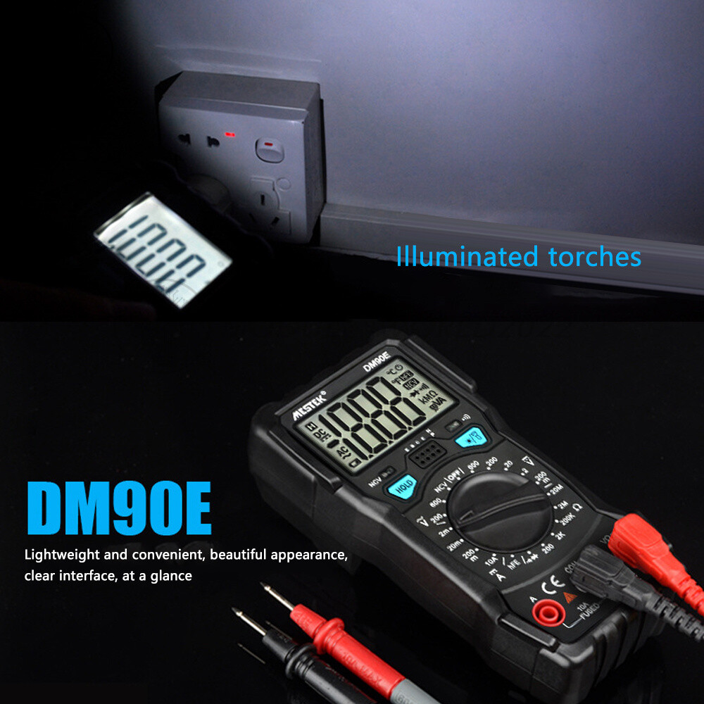 DM90E Digital Multimeter Auto Intelligent Tester AC/DC Voltage Meter 1999 counts