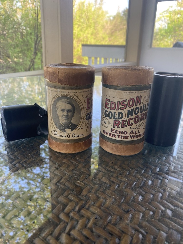 Edison Gold Moulded Cylinder Record #1365 plus additional case.