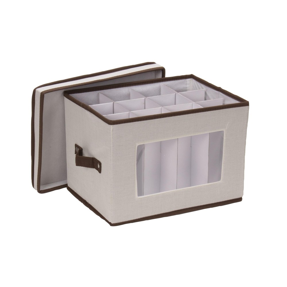 Champagne Flute Storage , 12 Sturdy Compartments, Windowed Front Panel, 2 Riv...