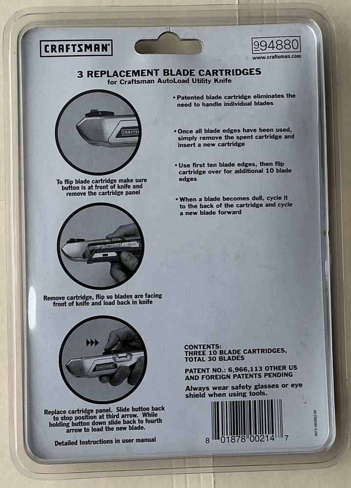 Craftsman Auto load Utility Knife Blade Cartridges