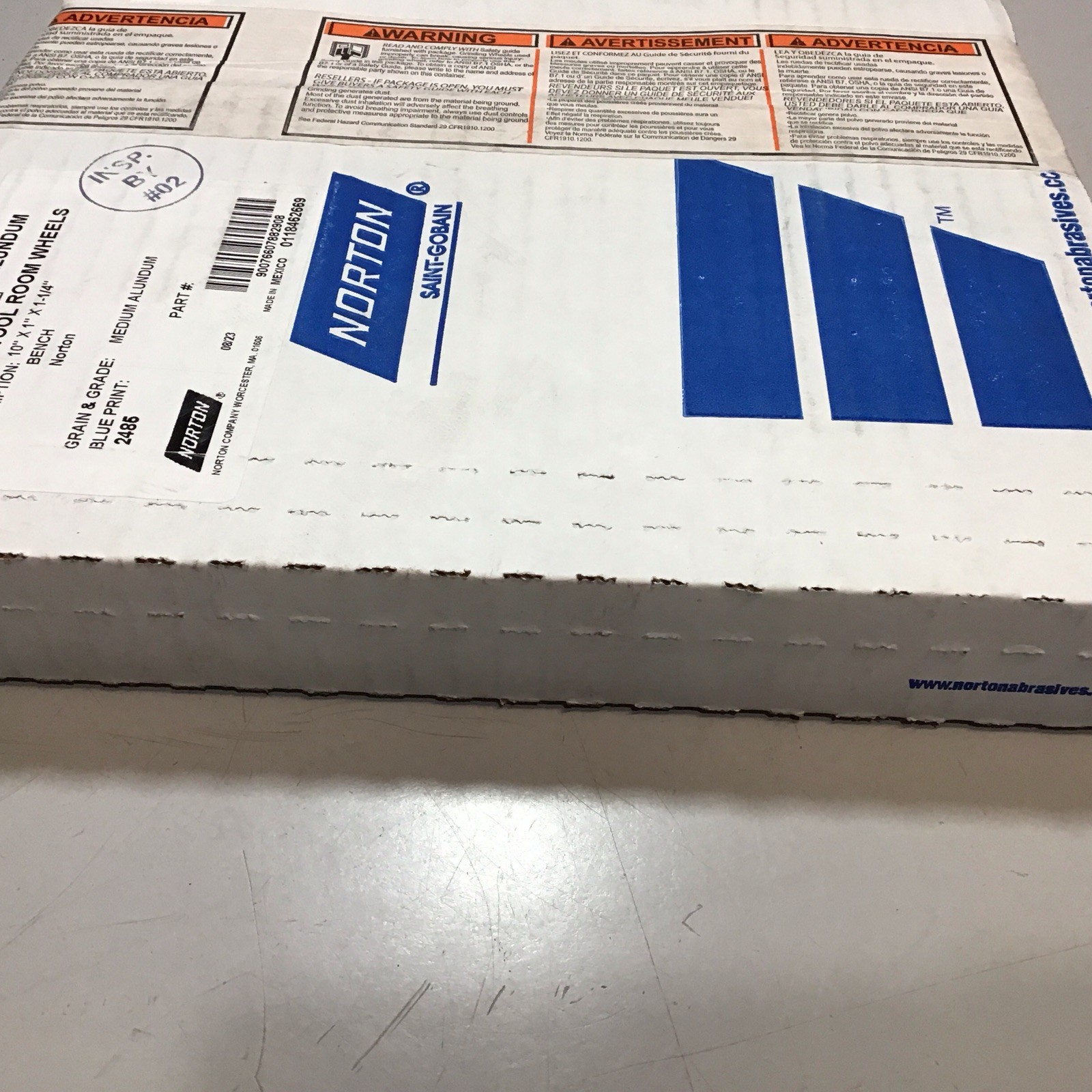 NORTON 07660788290: 10" x 1" x 1-1/4" Medium Alundum Grinding Wheel 2485RPM