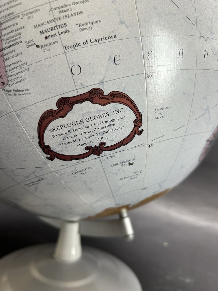 Vintage Replogle Platinum Raised Relief Globe 12”