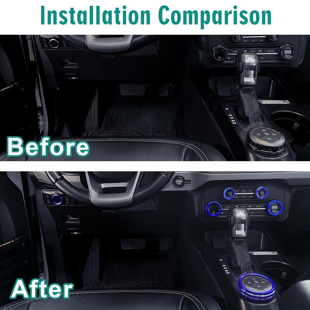 6x Knob Covers for Bronco 21+, Bronco Knob Covers Interior Accessories - Blue