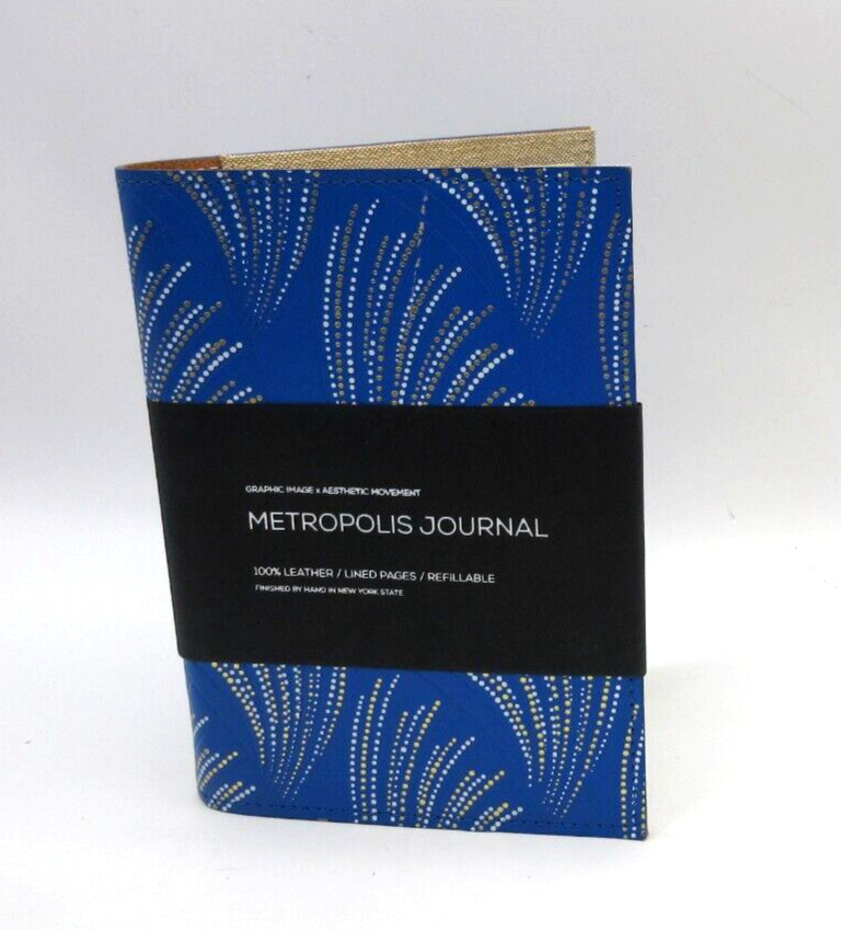 Metropolis Refillable Notebook 7" Leather Cover Spiral Insert Graphic Image Blue