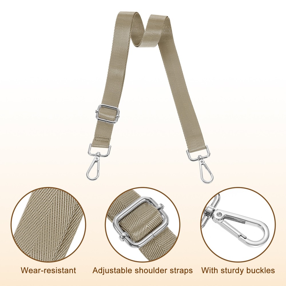 2.5cm Wide Shoulder Strap, Khaki, Silver Pull Core Buckle