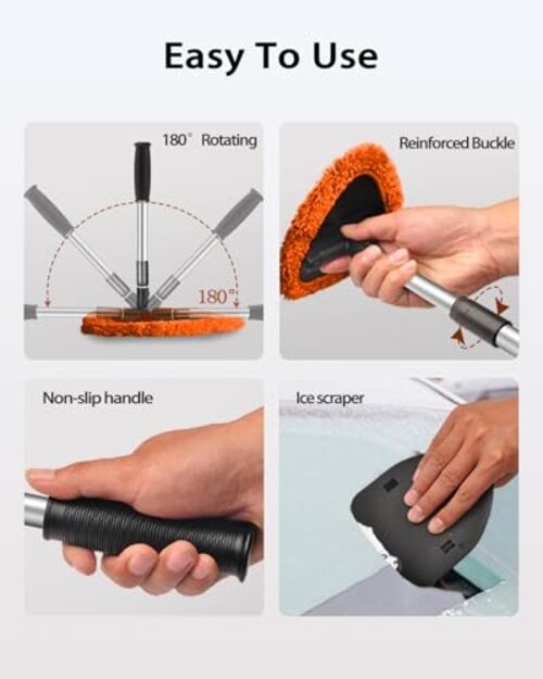 25.5” Windshield Cleaner Tool, Longer & Strong Absorbent Car Window Cleaner