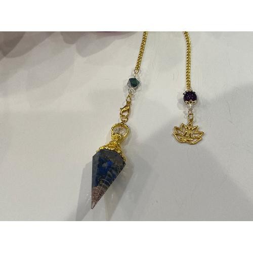 Blessed Lapis lazuli Pendulum, Divination Rod, Wicca Tools