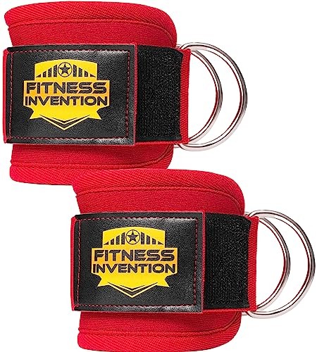 Ankle Straps for Cable Machines (Pair) – Adjustable Padded Ankle Cuffs for Red