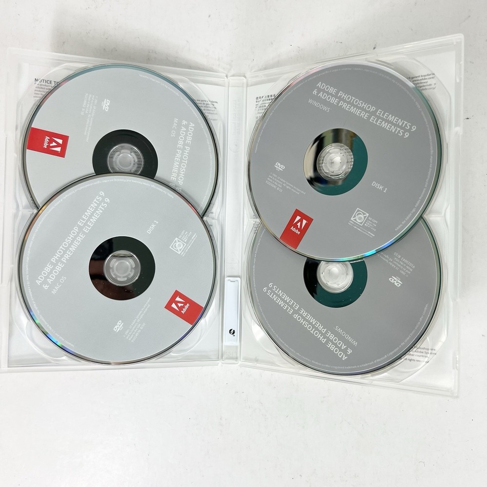 Adobe Photoshop Elements 9 (Win/Mac) 4-Discs, w/Serial Number