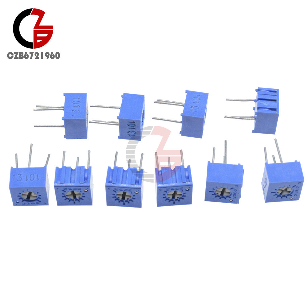 10Pcs 3362P-101 3362 P 100 ohm High Precision Variable Resistor Potentiometer