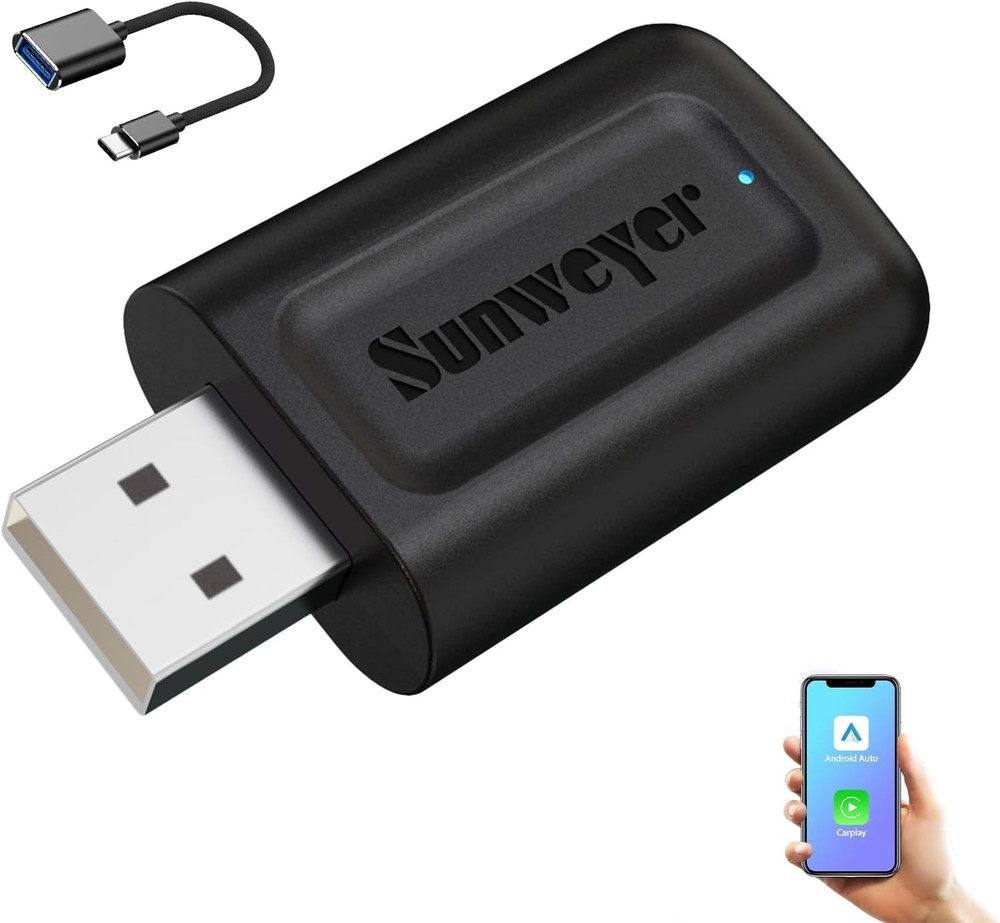 Sunweyer Wireless CarPlay & Android Auto Adapter 2 in 1 Connect Box,...