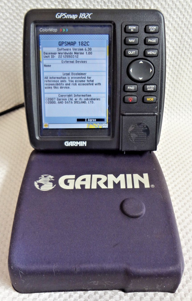 GARMIN GPSMAP 182C MARINE CHART PLOTTER FISHFINDER GPS UNIT w/ KNOBS & SUN COVER