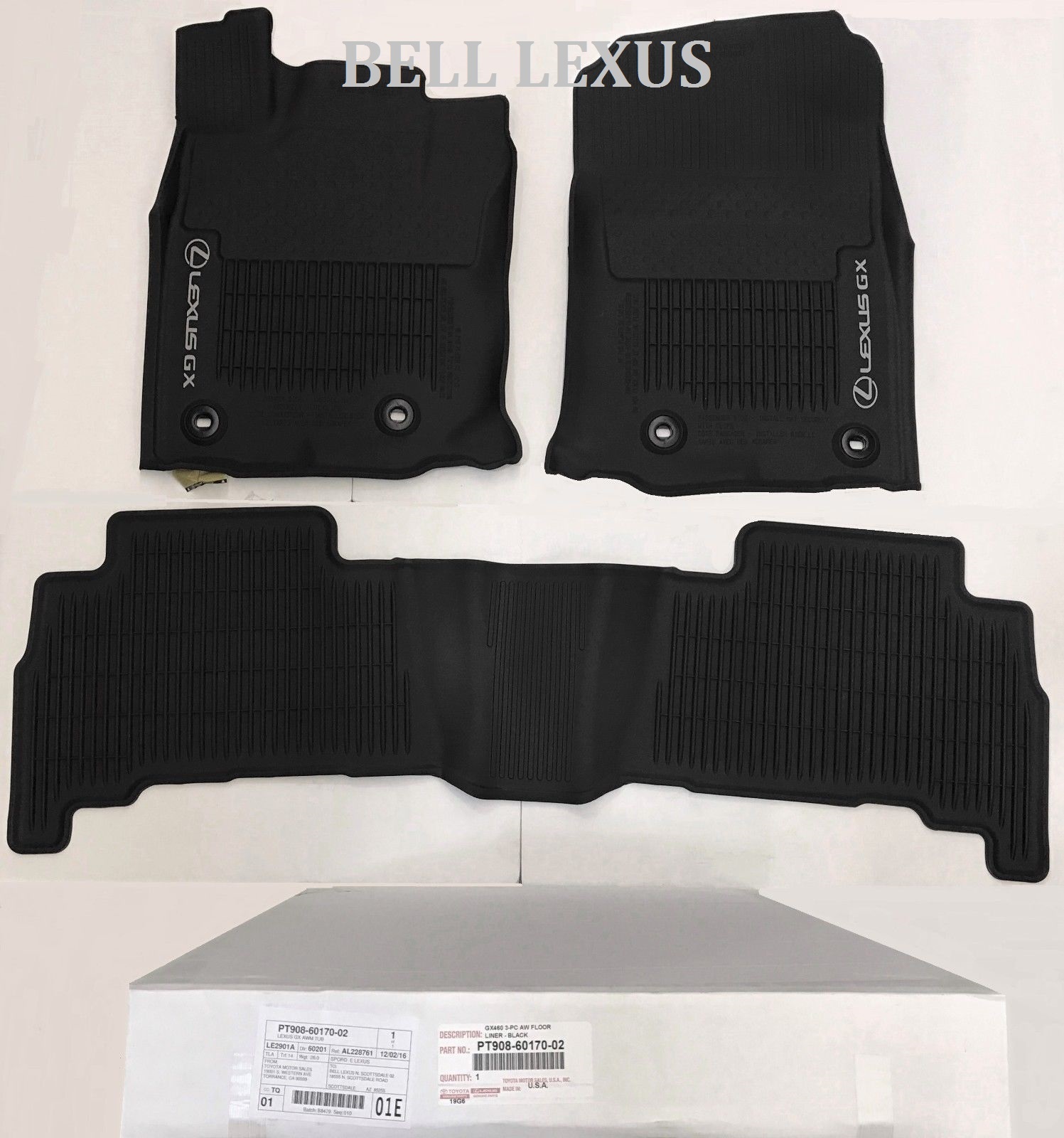 LEXUS OEM FACTORY ALL WEATHER FLOOR MAT LINER SET 2016-2023 GX460 BLACK