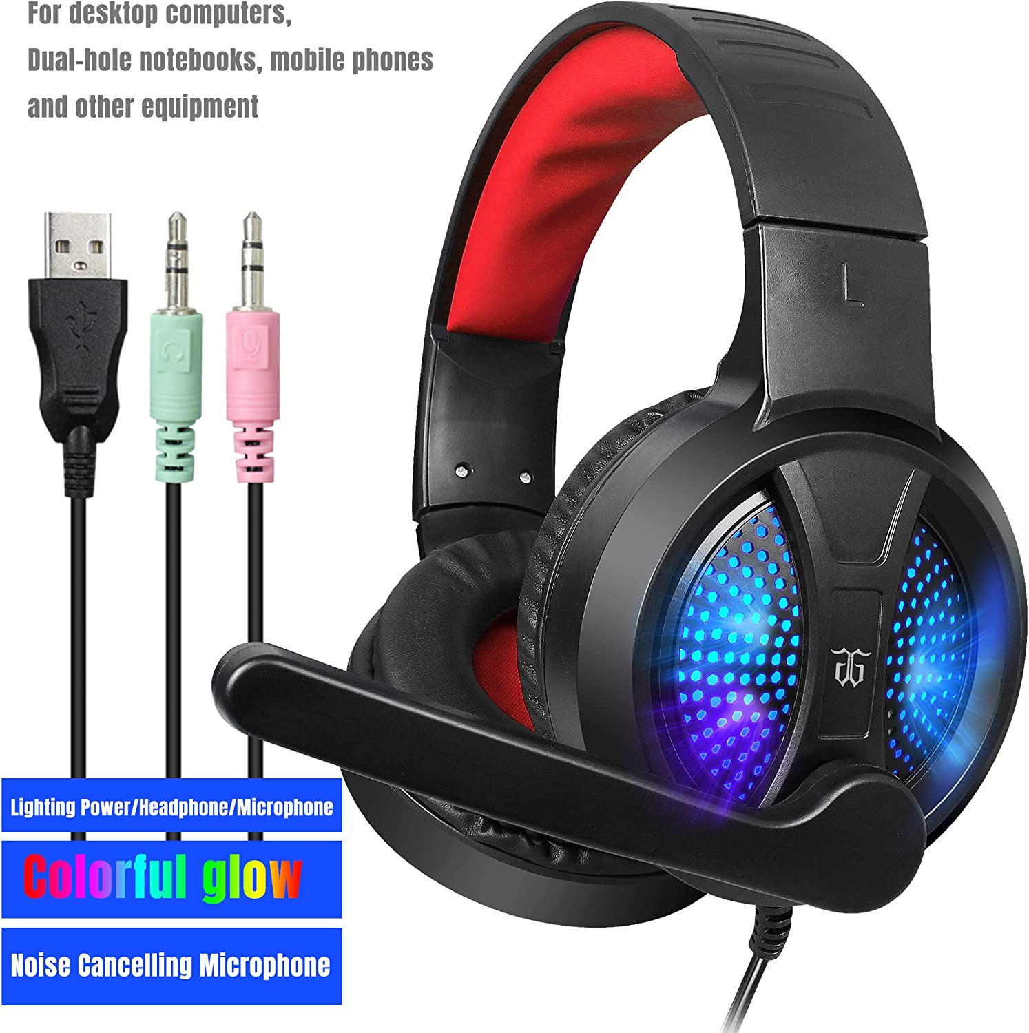 Snpurdiri Wired Gaming Combo Keyboard & Mouse, Headphones, Mouse pad for PC