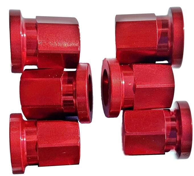 Quick Change Short Gear Cover Aluminum Nuts, Red, 6 piece set
