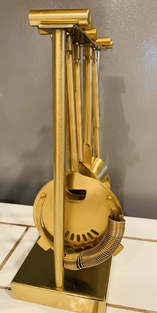 Metal Bar Tool Set with Stand Gold Bareware