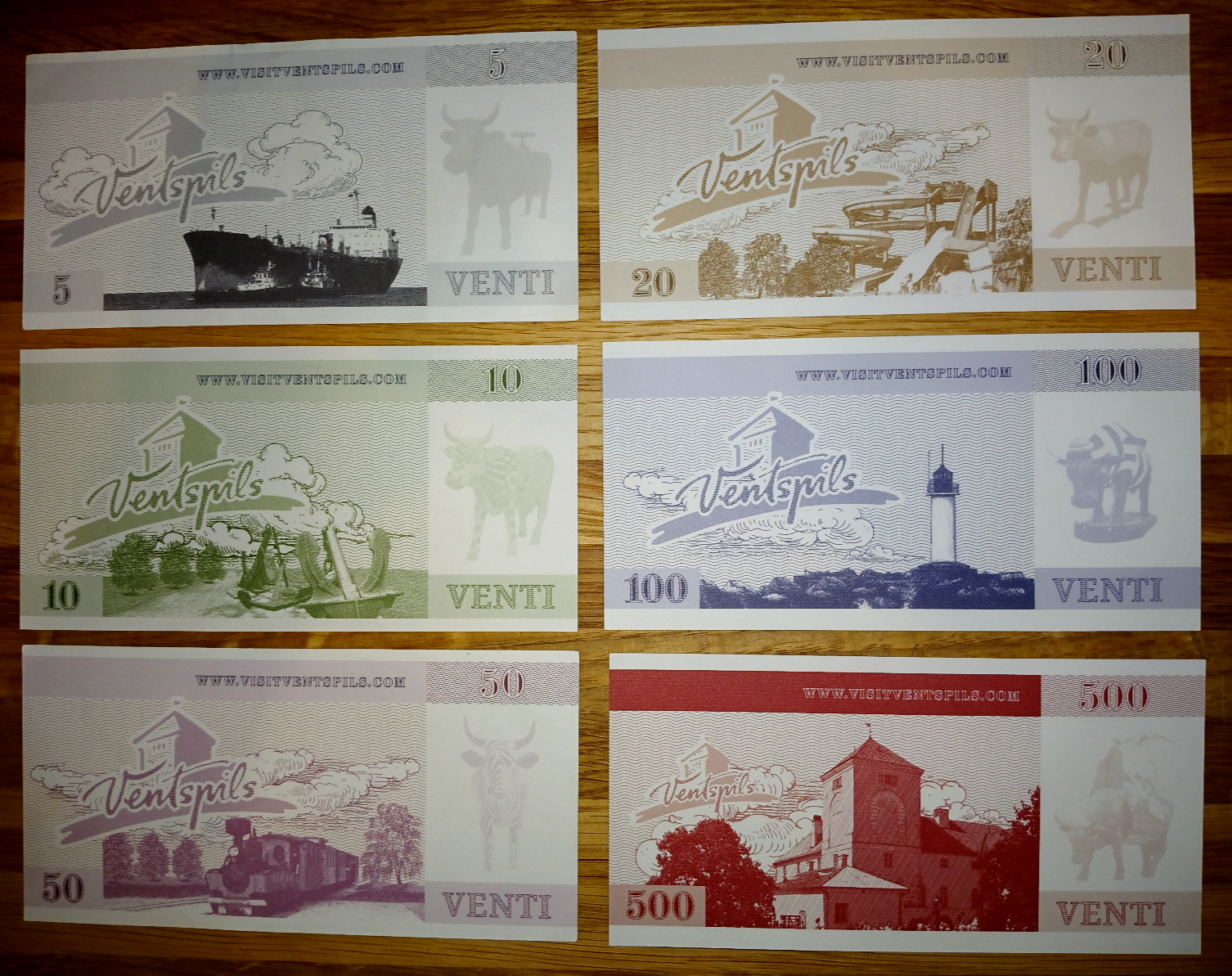Venti 2011 banknotes Ventspils Latvia 6 pcs in lot