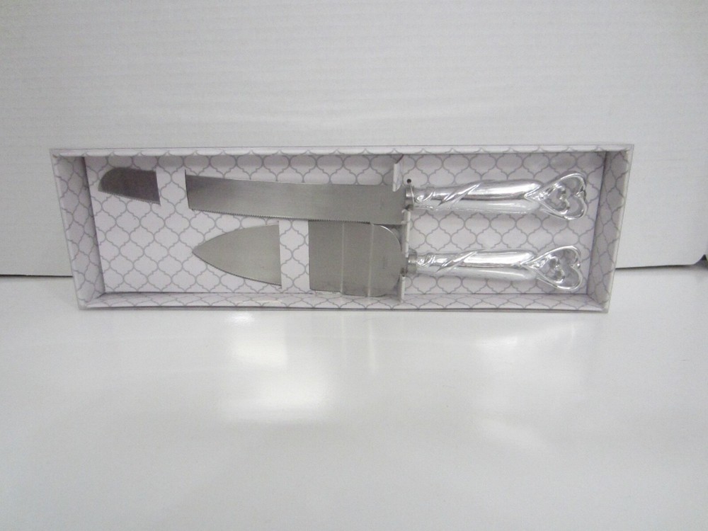 Wedding Serving Set Stainless Steel Double Heart Decorative Handle