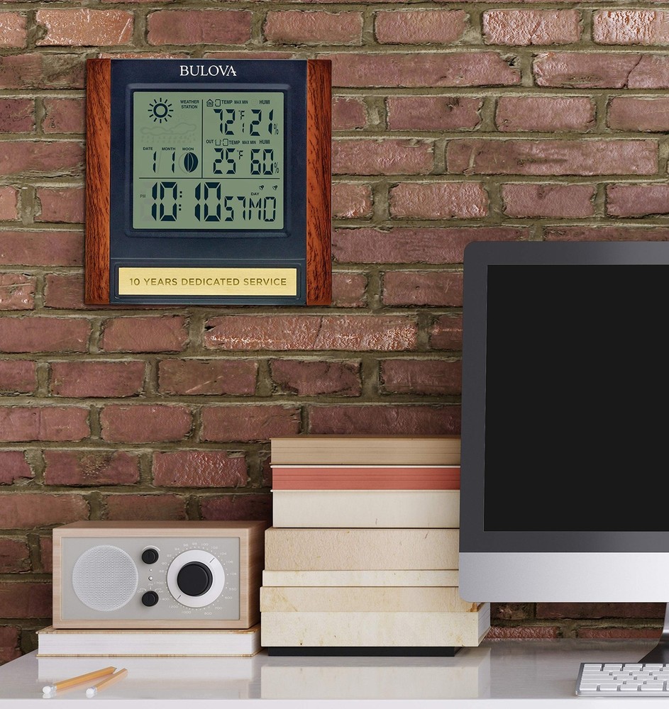 Bulova Forecaster Versatile Tabletop Clock, Brown & Black, B1708