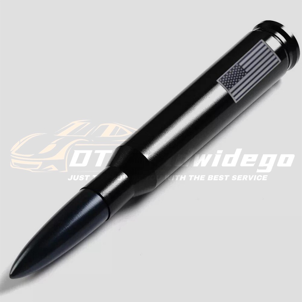 BLACK SHORT US Flag BULLET ANTENNA 50 CAL AM/FM FOR TACOMA TUNDRA 4RUNNER TRUCKS