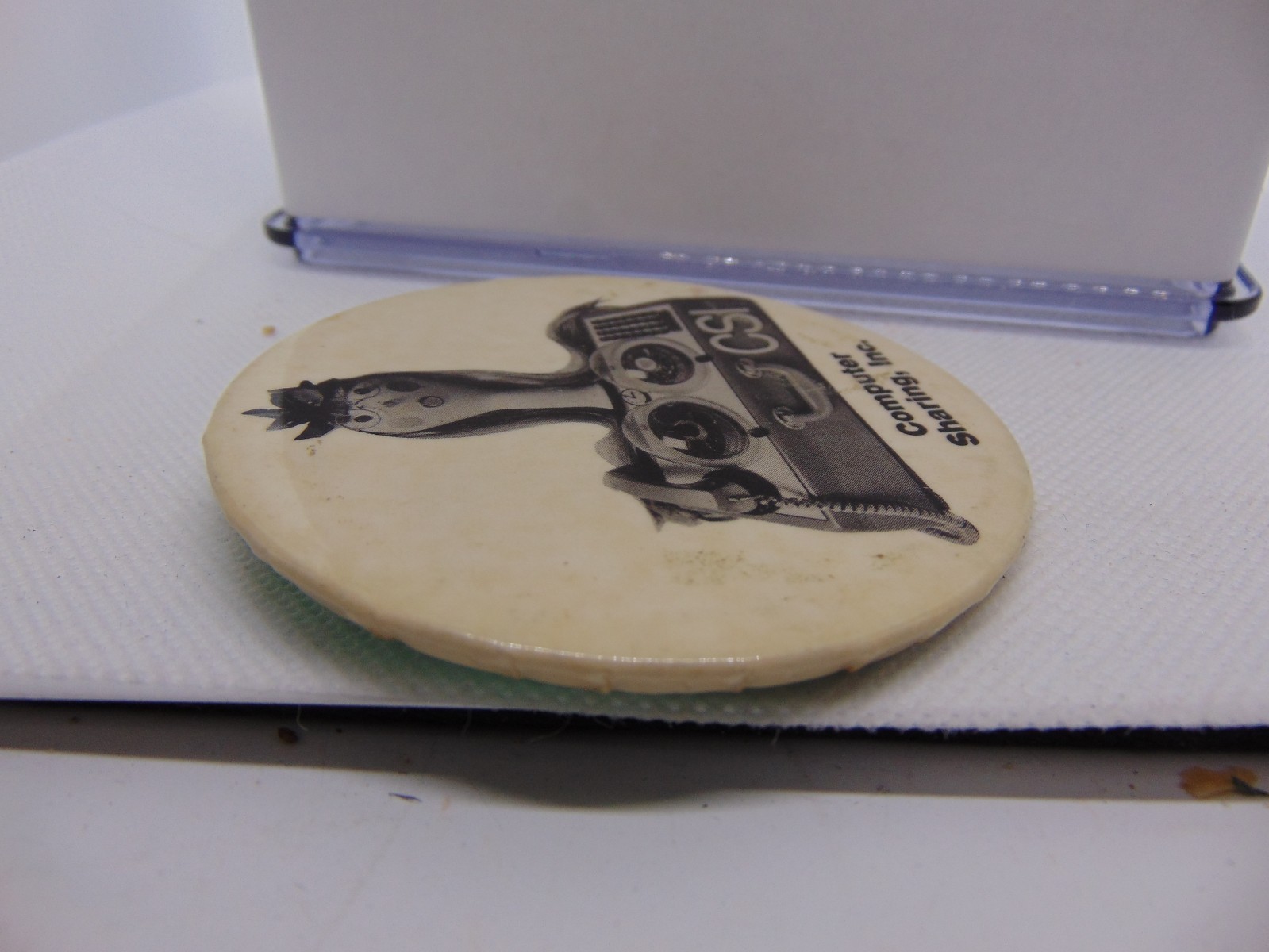 Vintage Advertising CSI Computer Sharing Inc. Pinback Button 3" History 1970's